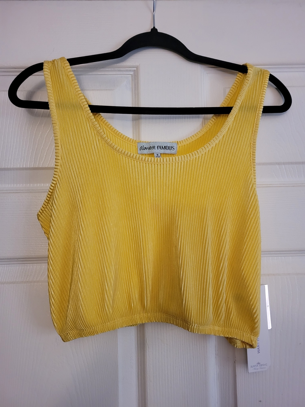 Almost Famous Bright Yellow Ribbed Cropped Tank